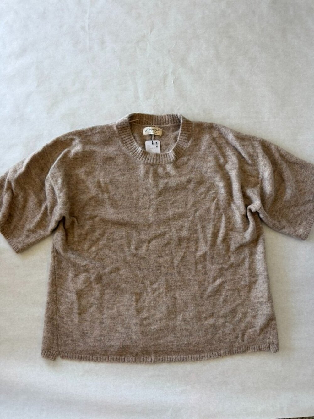 Free People Short Sleeve Sweater Top Feather Gray Melange Sz L NWT